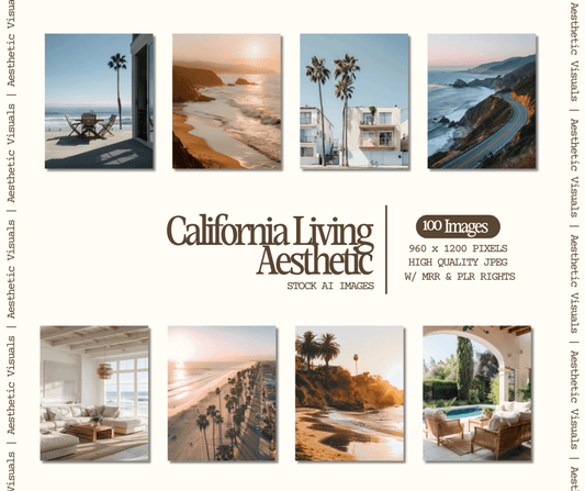 California Living Aesthetic – 100 AI-Generated Stock Images - Zen Digital Vibe