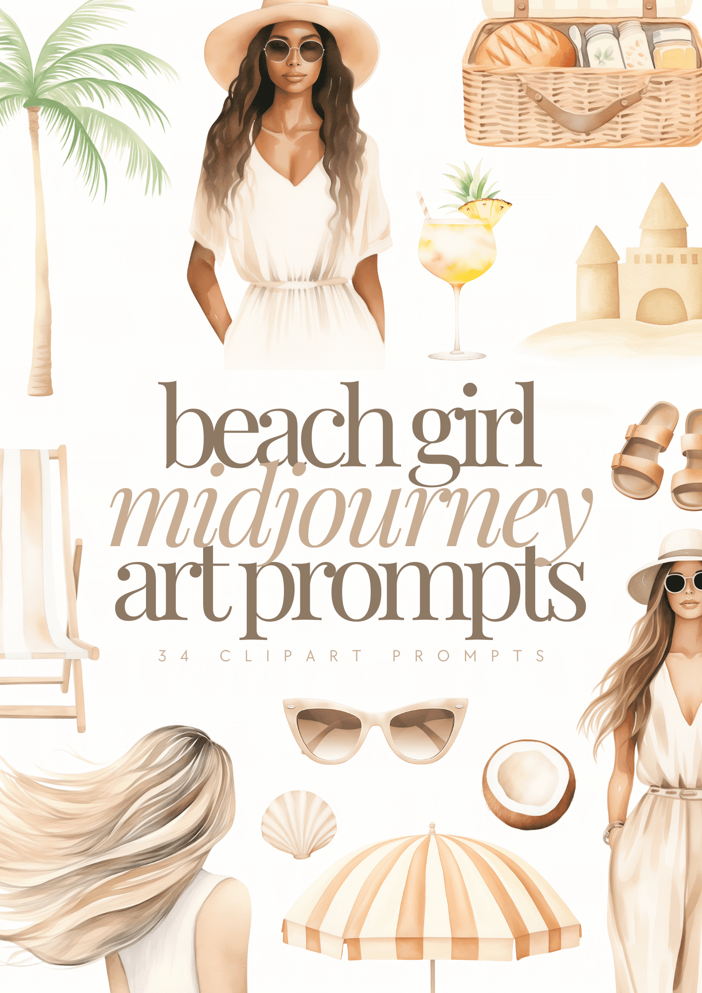 Beach Girl Mid-Journey Art Prompts - Zen Digital Vibe