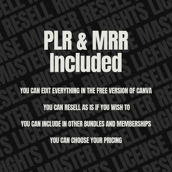 Graphic showcasing MRR (Master Resell Rights) for the Life & Mindset Reels & Captions bundle, highlighting resale and customization opportunities for users.